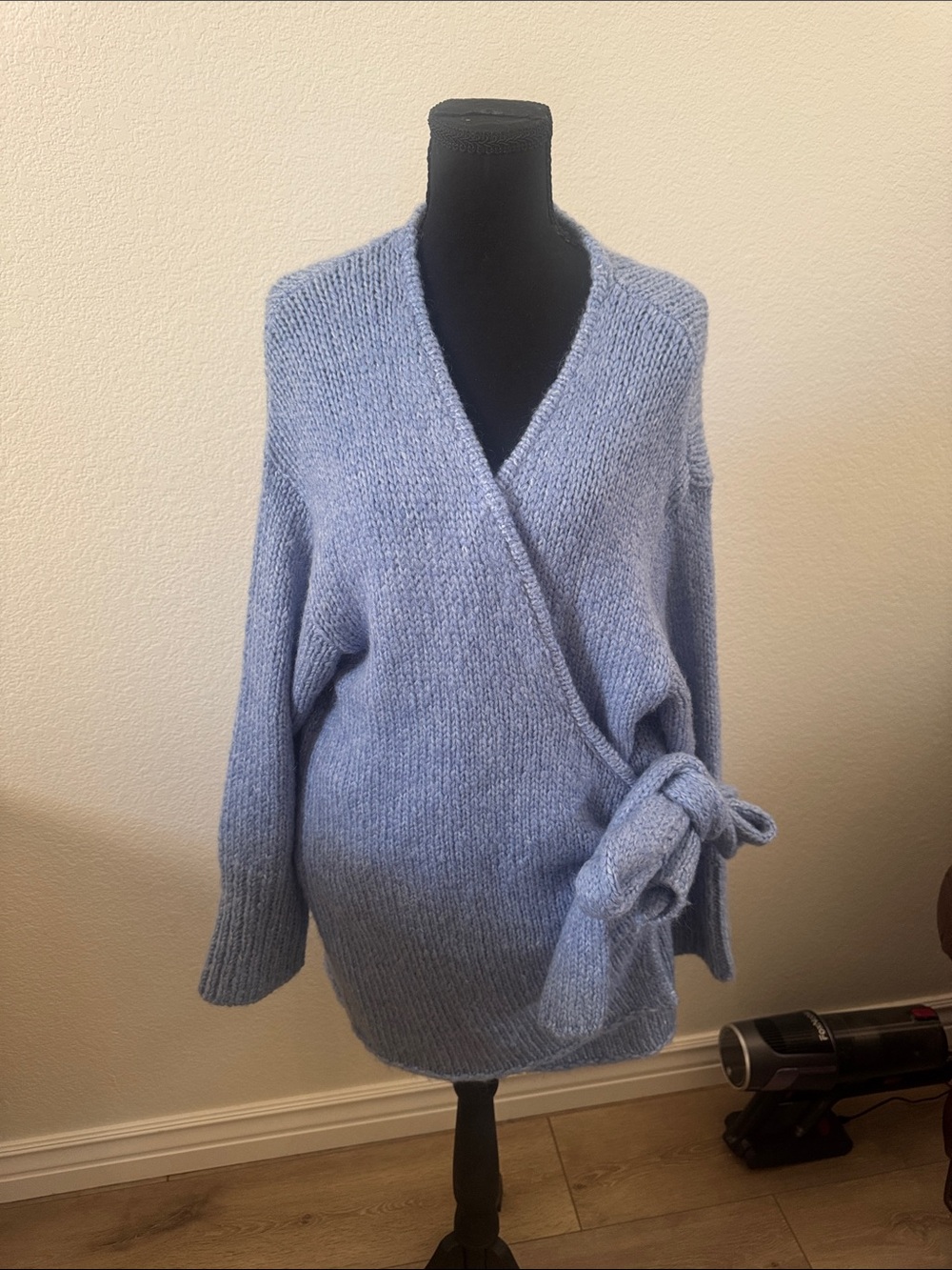 Zara Cozy Wrap-Style Women's Sweater in Light Blue or sweater wrap dress